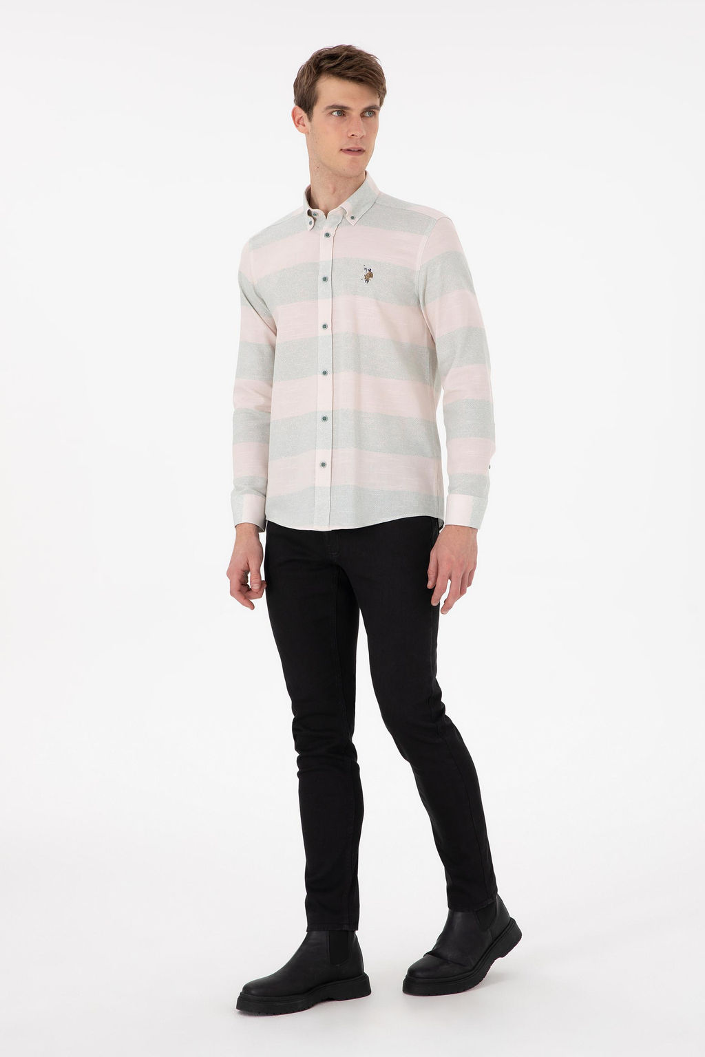 Мужская мятная рубашка с длинным рукавом Неожиданная скидка в корзине - U.s. polo assn фото 4