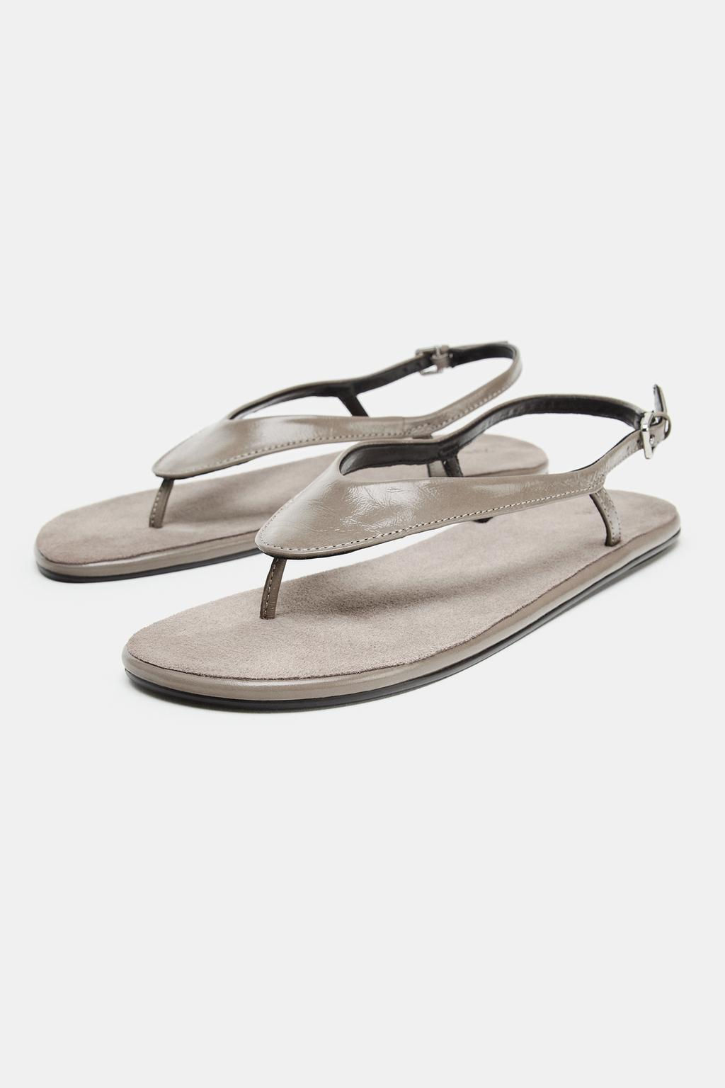LIMITED EDITION FLAT LEATHER SANDALS - Zara фото 4