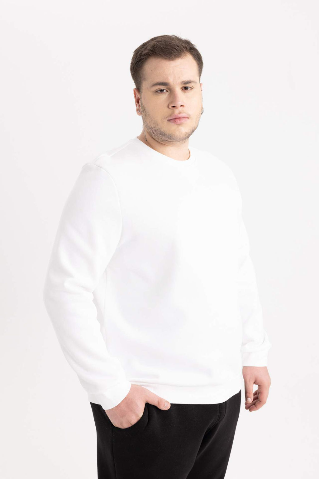 Regular Fit Bisiklet Yaka Kal?n Basic Duz Sweatshirt - Defacto фото 14