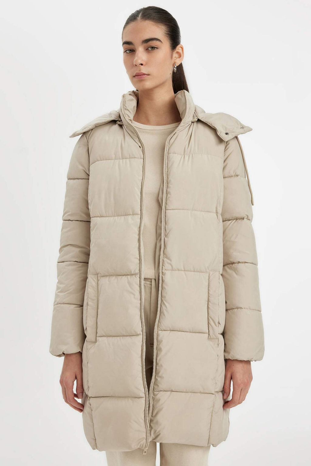 Puffer Sisme Uzun Mont Parka Su Itici Regular Kal?p C?kar?labilir Kapusonlu - Defacto фото 2