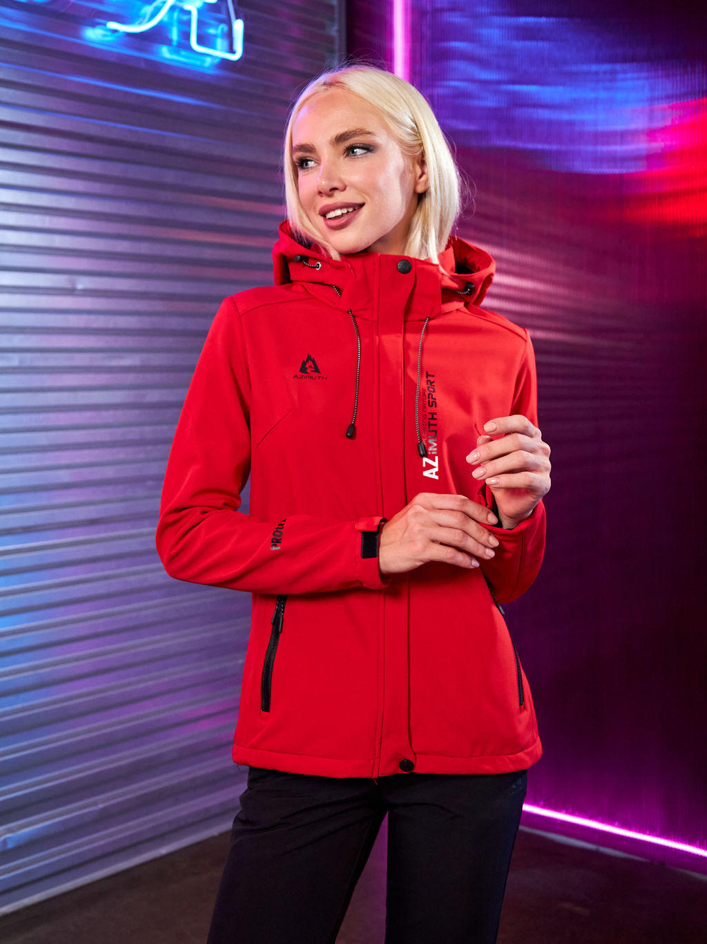 Женская мембранная куртка виндстоппер на флисе Azimuth Сияние 124/23983_711 Красный  фото 14