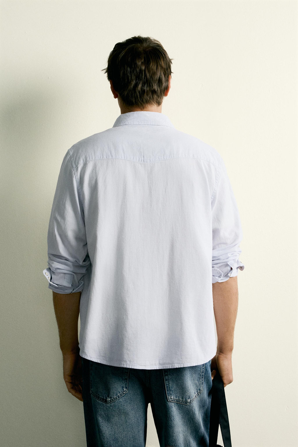 CAMISA WESTERN REGULAR FIT ALGOD?N - LINO / Azul cielo