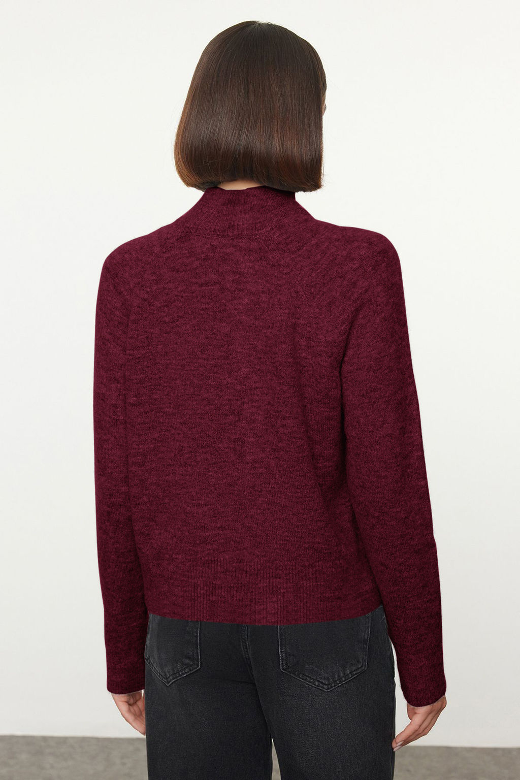 Gri Yunlu Dik Yaka Triko Kazak TWOAW25KZ00043 - Trendyolmilla фото 14