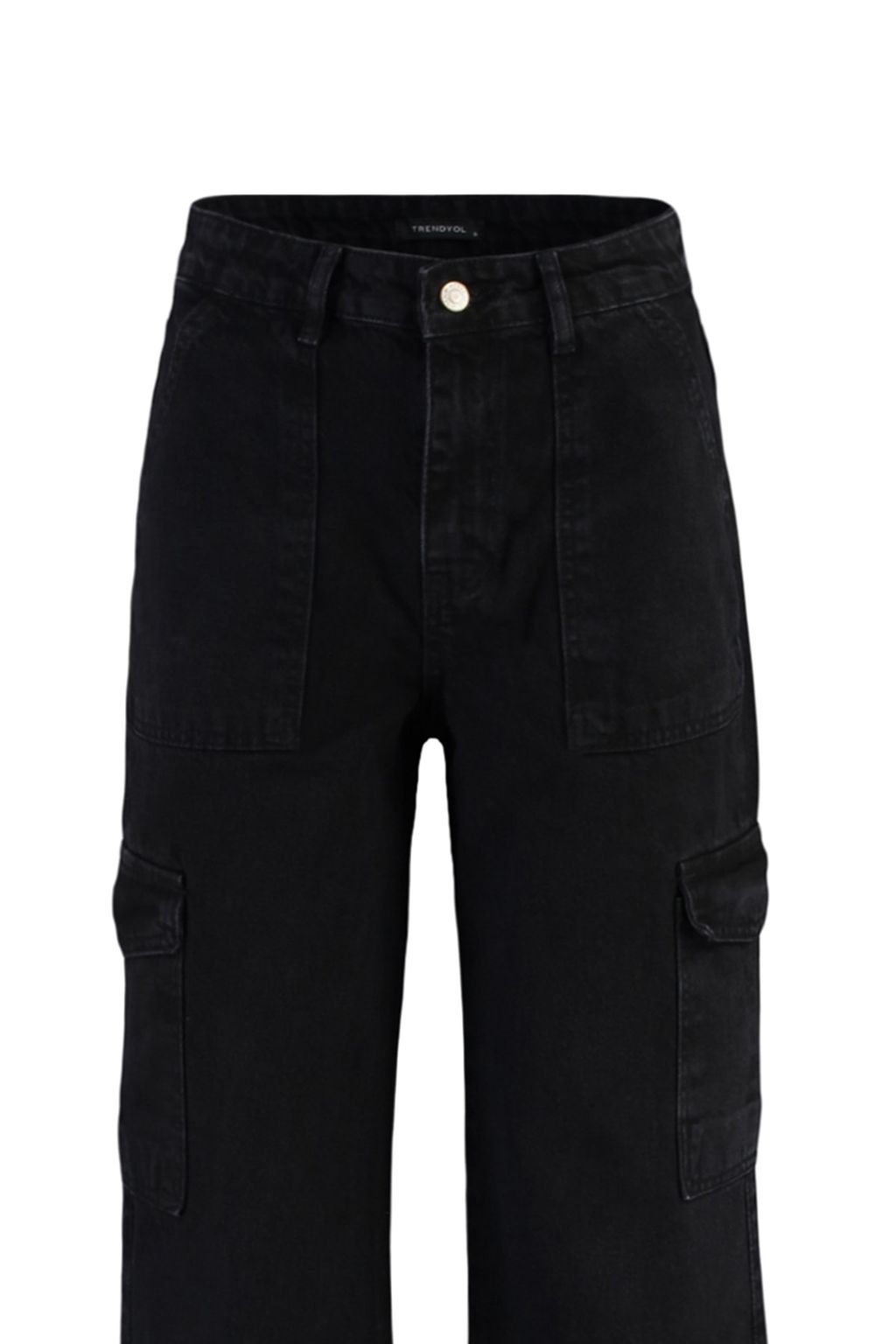 Siyah Kargo Cepli Yuksek Bel Wide Leg Jeans TWOAW22JE0393 - Trendyolmilla фото 13