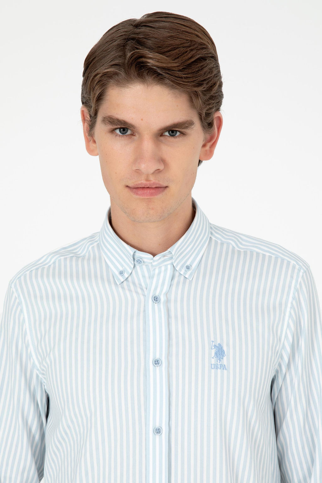 Мужская голубая рубашка с длинным рукавом - U.s. polo assn фото 2