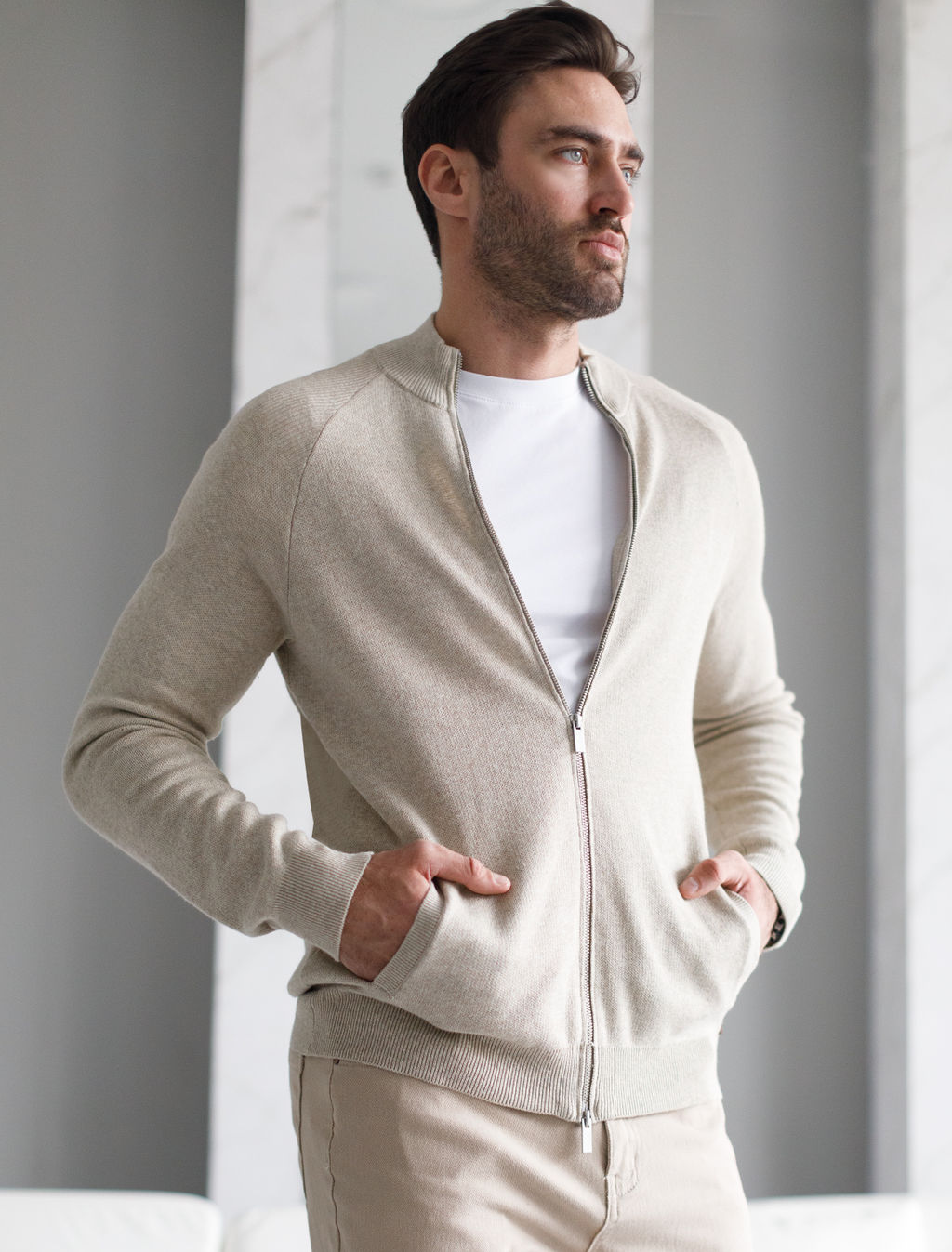 VILATTE / Джемпер тонкой вязки из хлопка на молни  фото 6