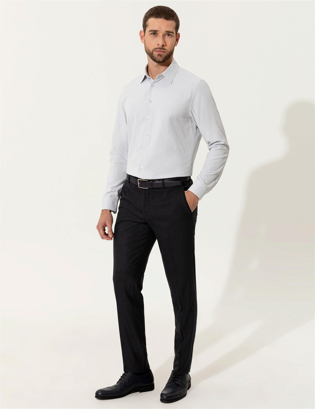 Gri Slim Fit Uzun Kollu G_mlek - Pierre cardin фото 4