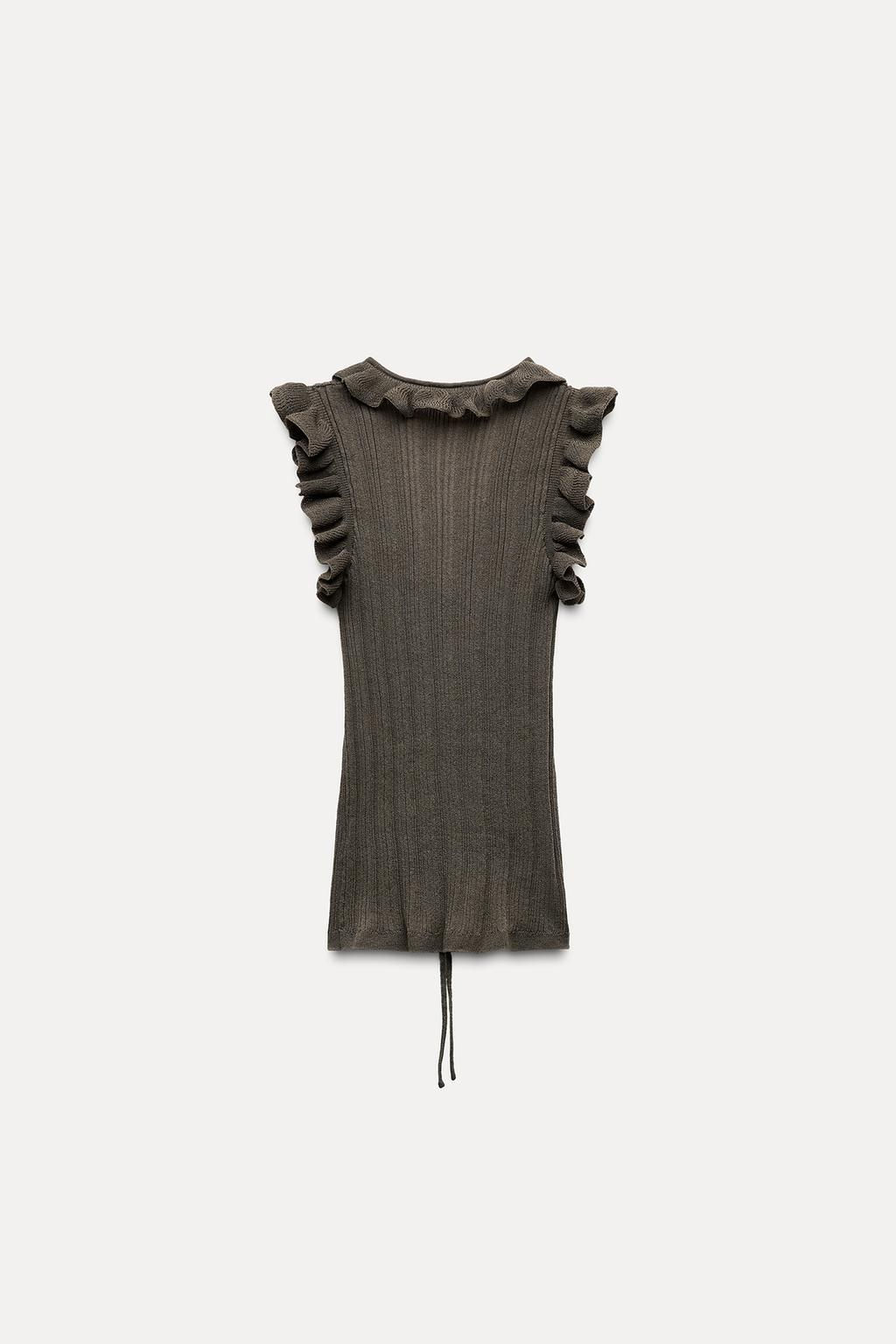 KNIT TOP WITH RUFFLES AND TIES - Zara фото 10