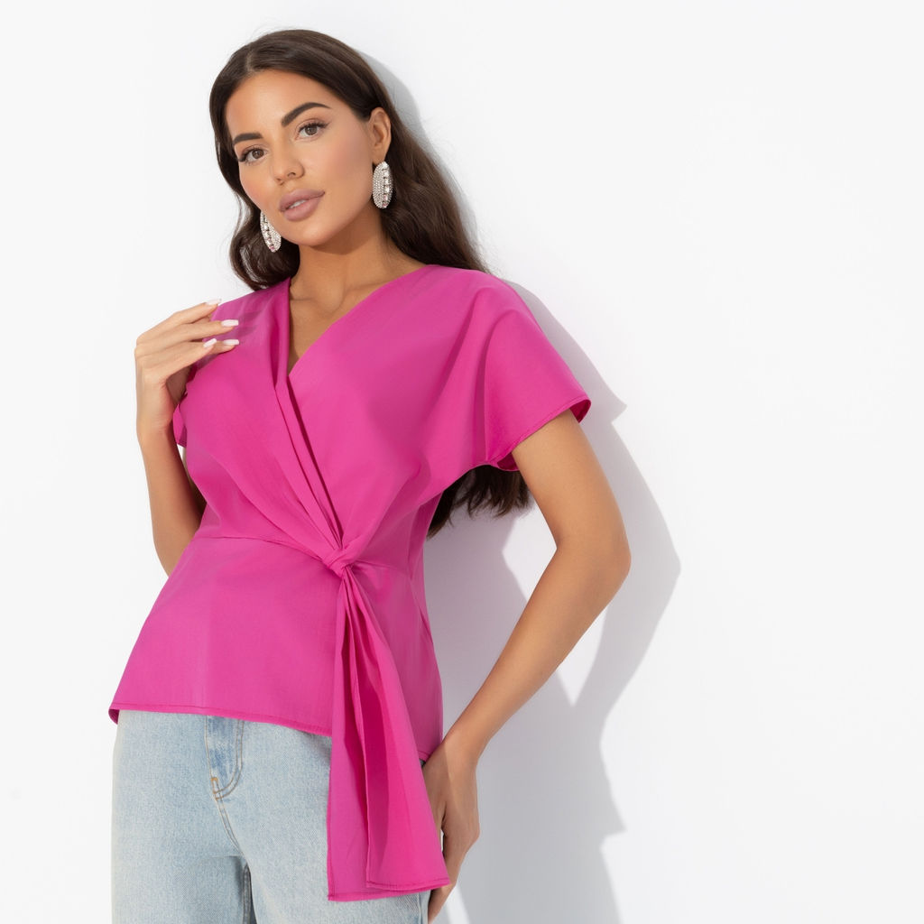 Блуза с декоративной драпировкой Откройся желаниям (фуксия) - Charutti фото 7