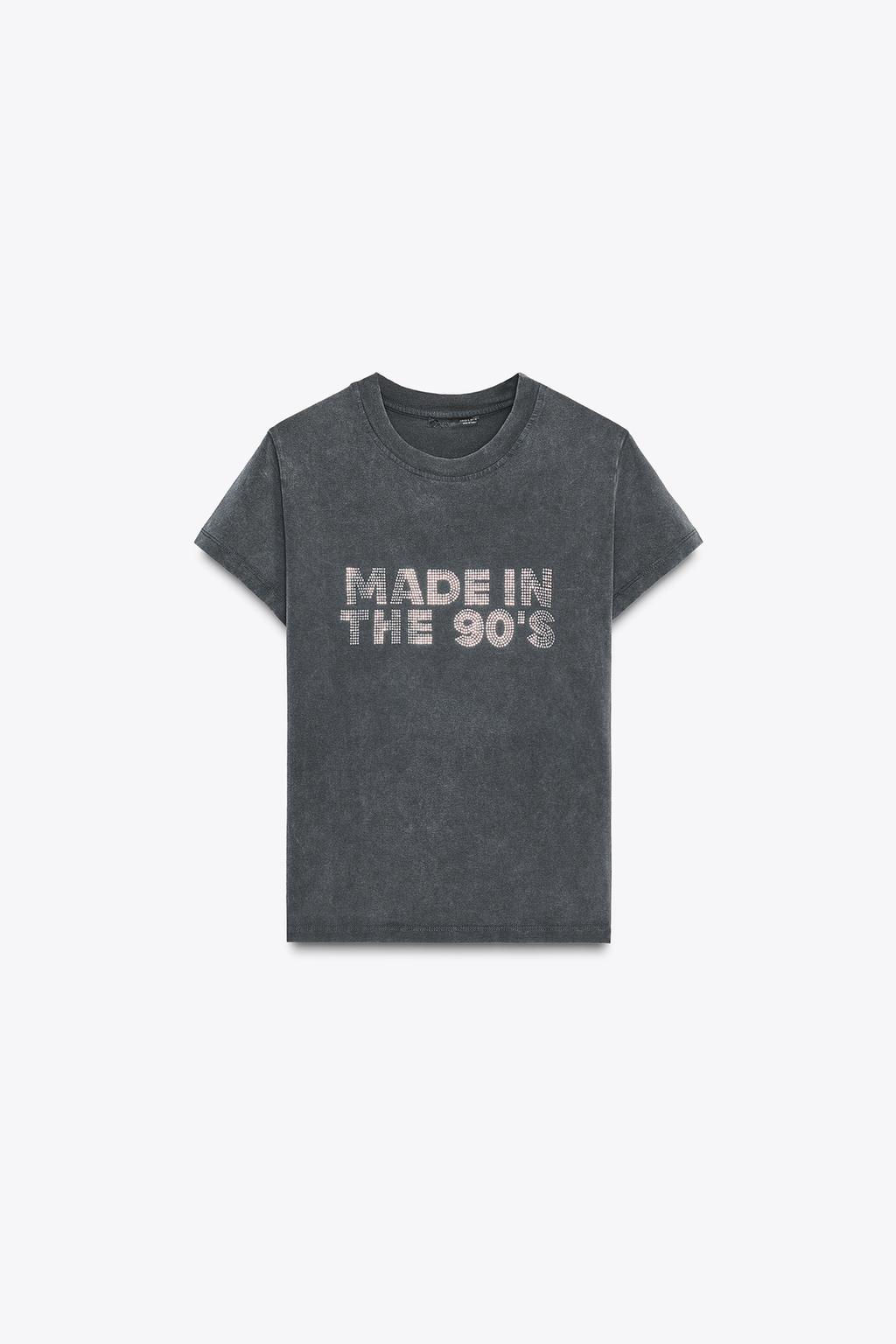 WASHED-EFFECT RHINESTONE T-SHIRT - Zara фото 7