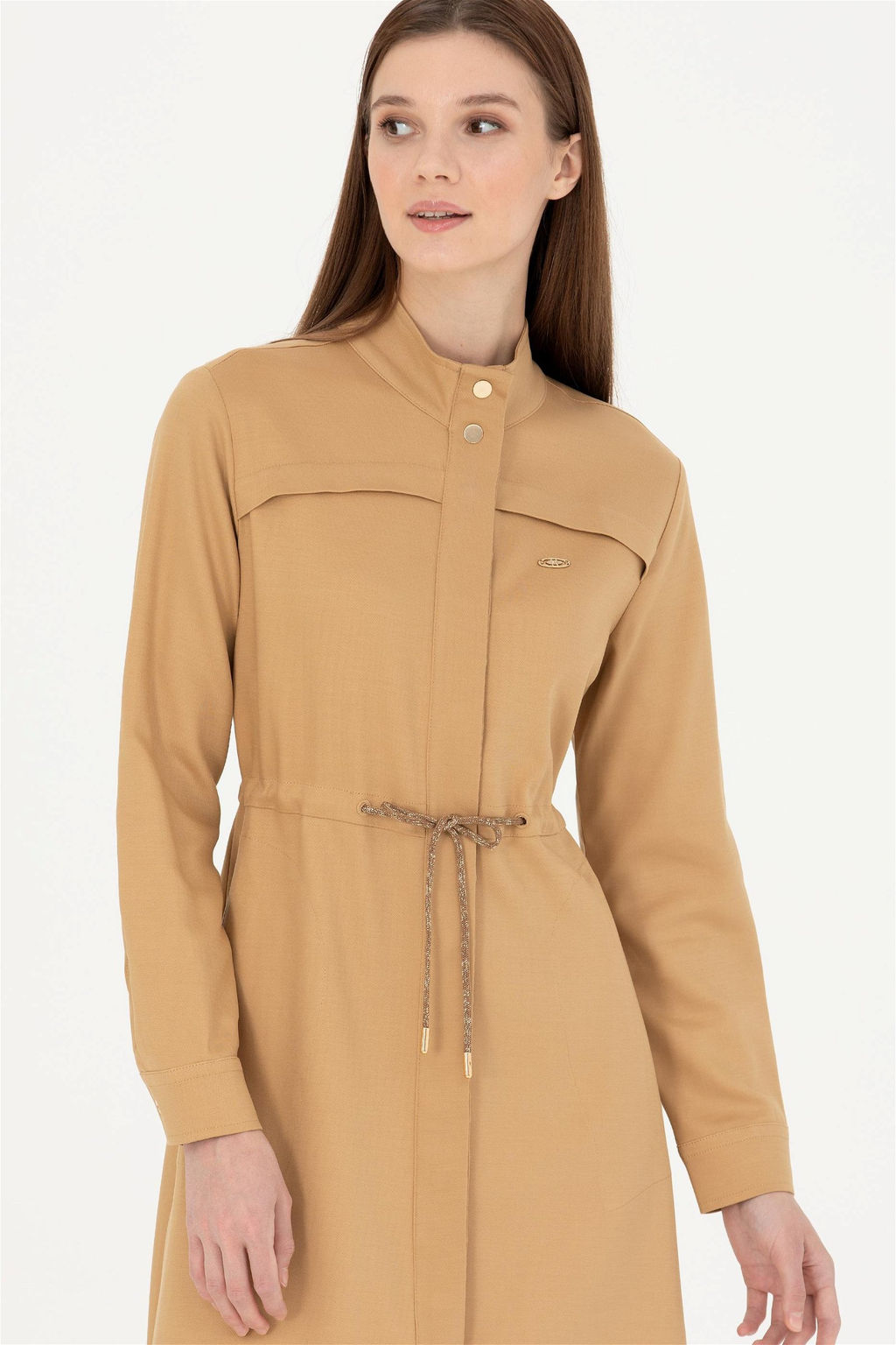 Женское тканое платье песочного цвета - U.s. polo assn фото 3