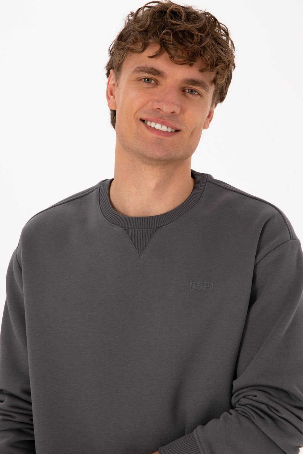 Erkek Gri Basic Sweatshirt