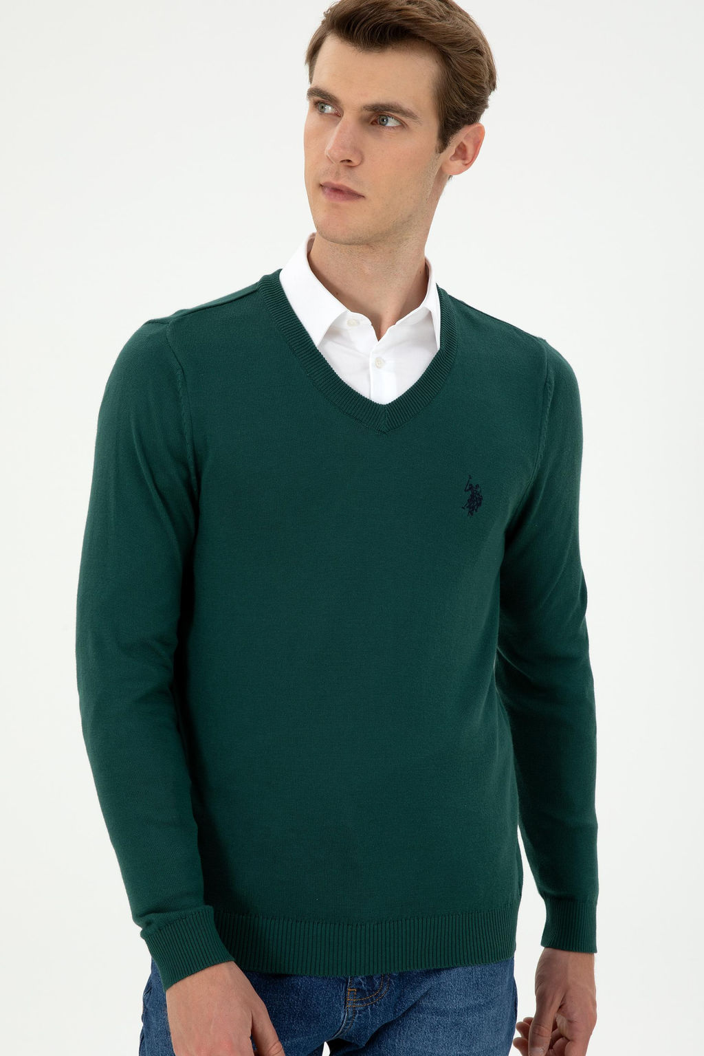 Мужской темно-зеленый базовый свитер Неожиданная скидка в корзине - U.s. polo assn фото 3
