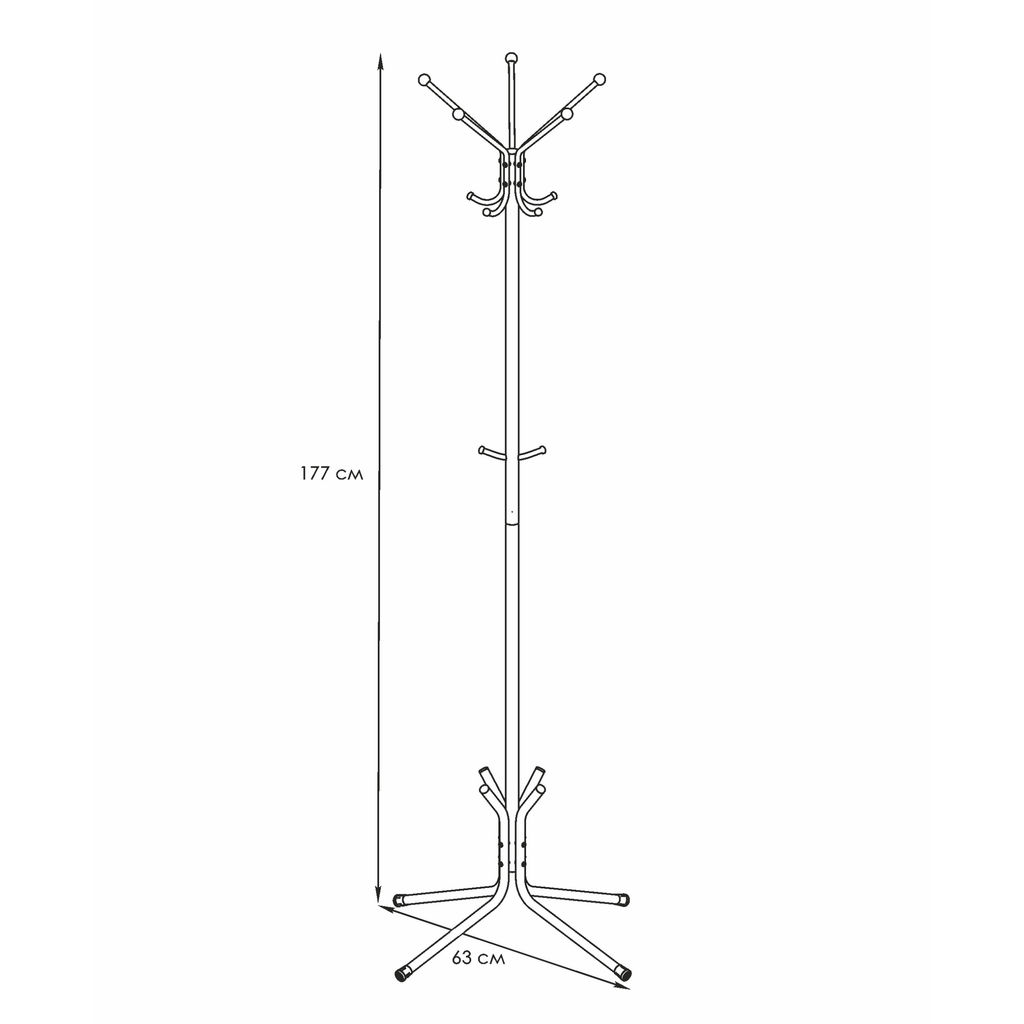 Вешалка-стойка металл. "Луч 5" 63х177см (белый)