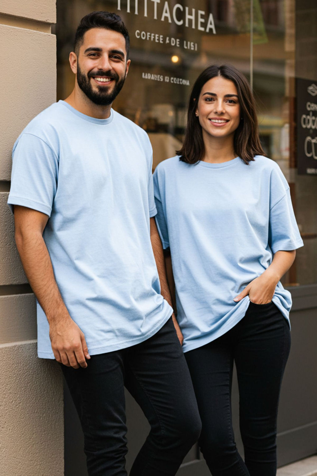 Ac?k Mavi Oversize/Genis Kesim %100 Pamuklu K?sa Kollu Basic T-Shirt TMNSS22TS0318