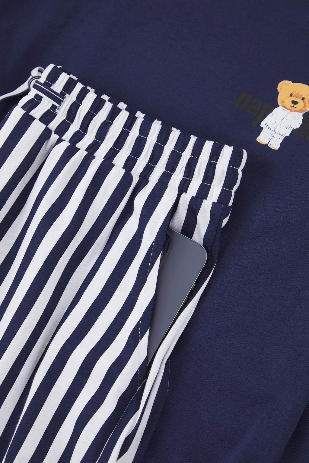 Lacivert Regular Cizgili Couple/Cift Orme Pijama Tak?m? TMNAW25PT00049