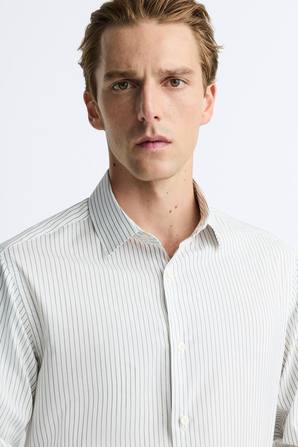 STRIPED COTTON - LYOCELL SHIRT - Zara фото 5