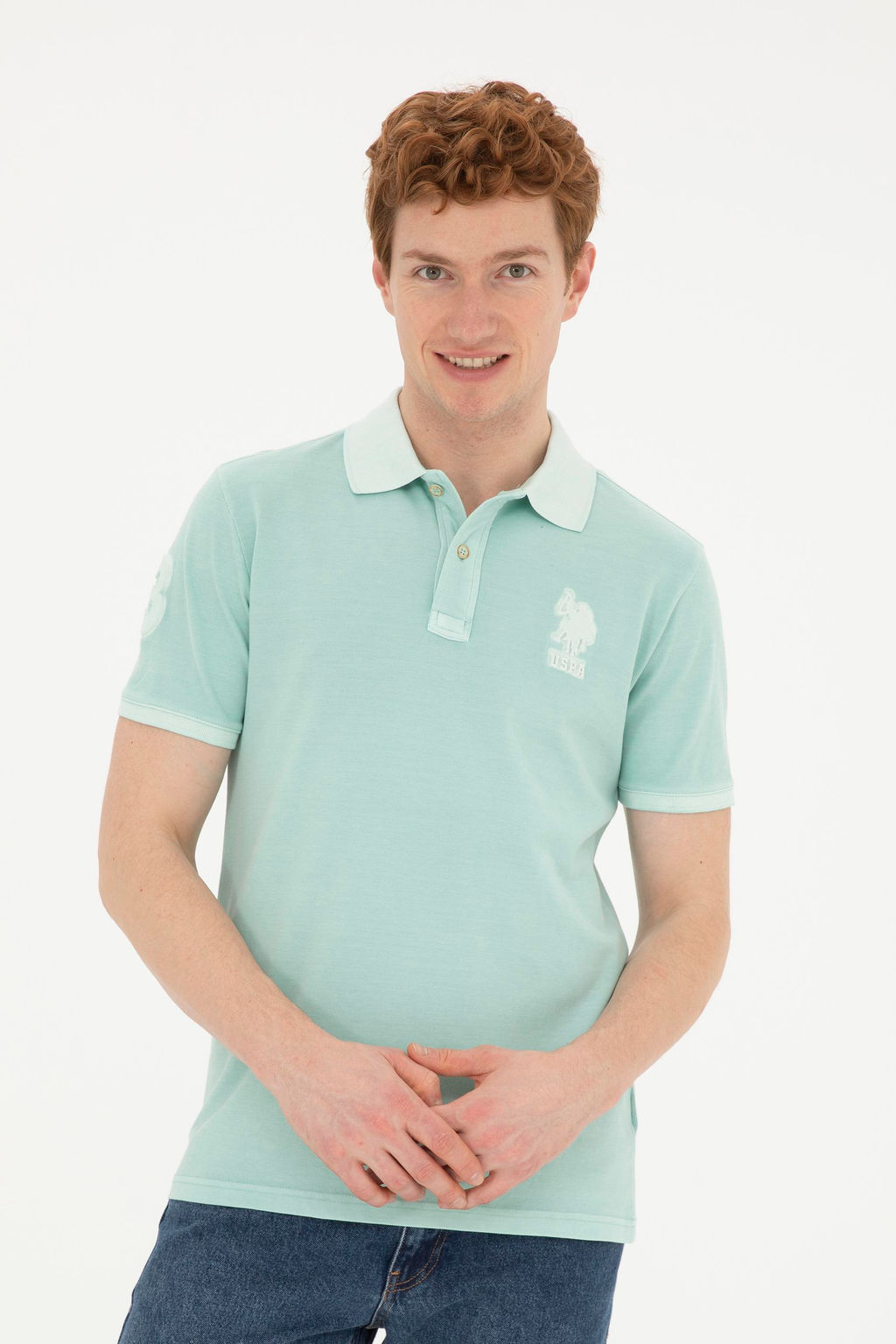 Мужская базовая футболка цвета водного зеленого цвета - U.s. polo assn фото 10