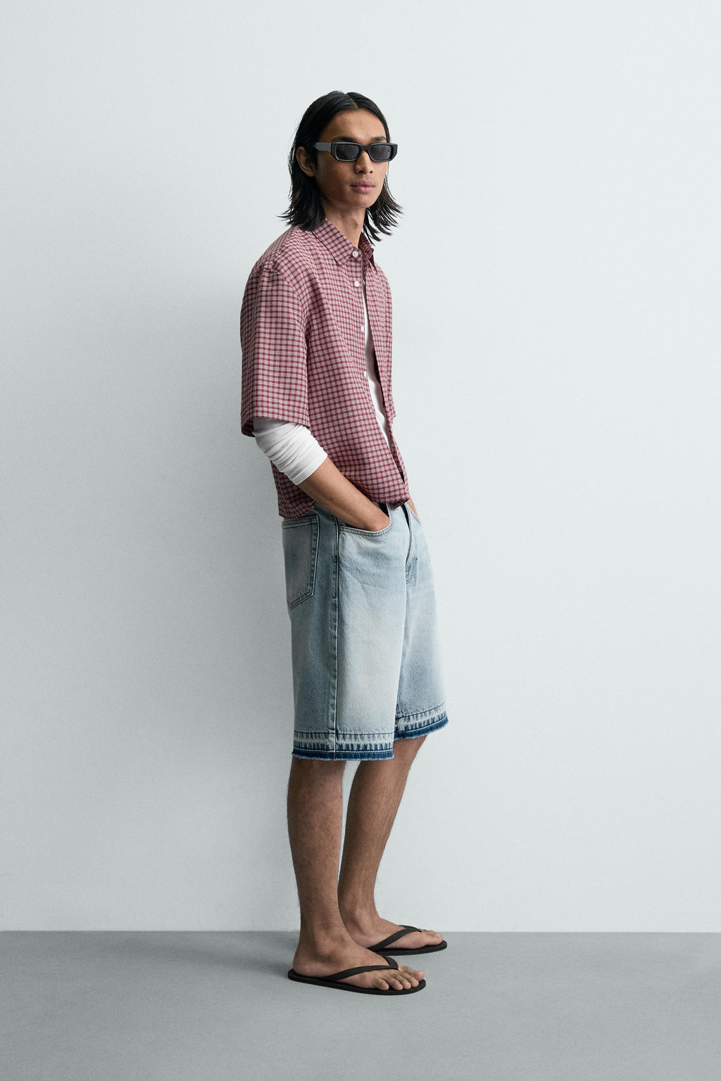 BERMUDA DENIM RELAXED FIT / Azul claro