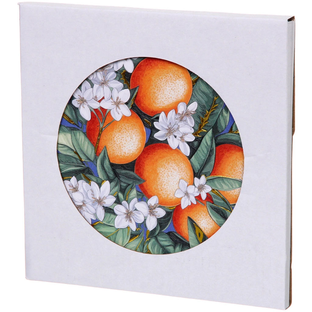 Цена за 2 шт. Подставка керамическая 16*16см "Ветка апельсинов"