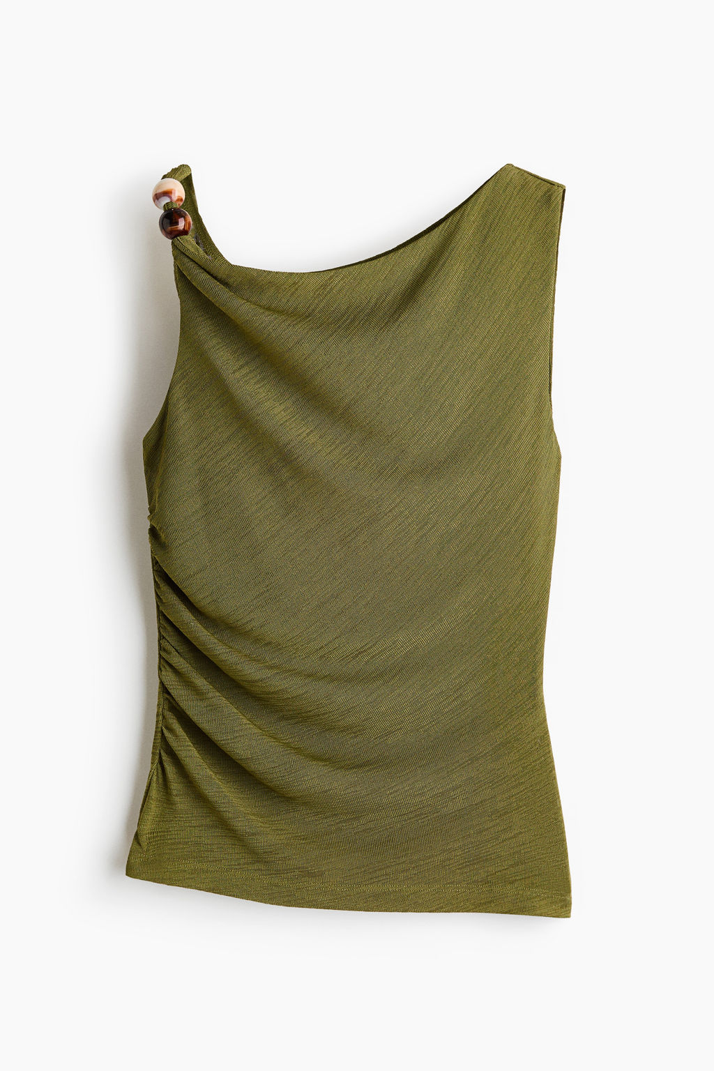 Top drapeado con cuentas decorativas