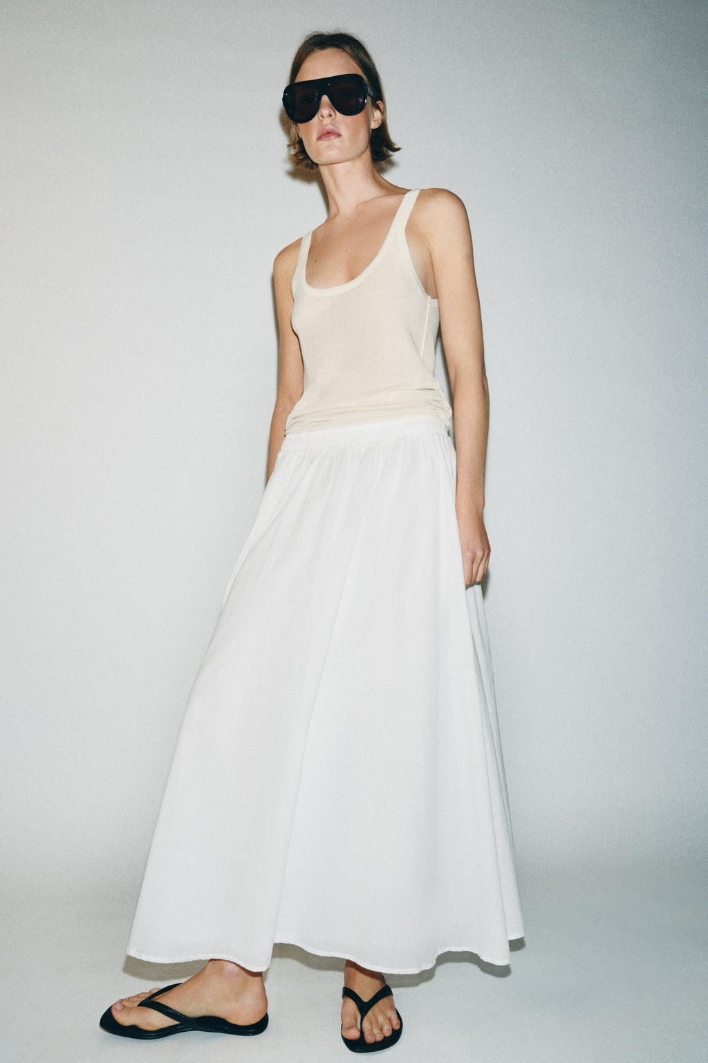 FALDA MIDI CAPA / Blanco - Zara фото 4
