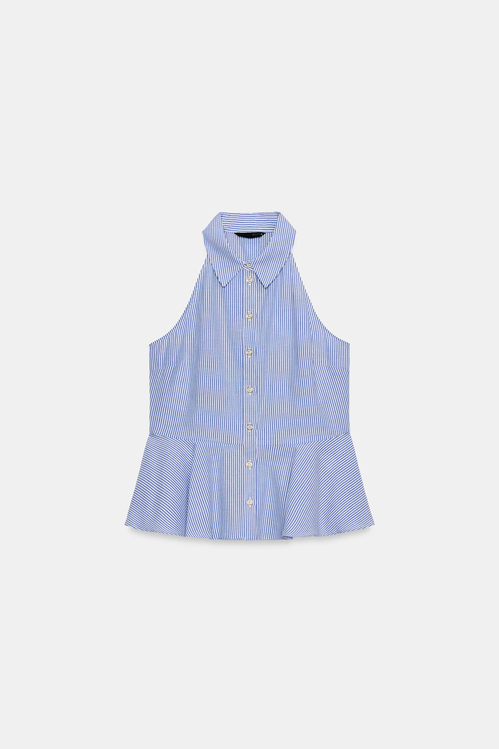 CAMISA HALTER RAYAS PEPLUM / Crudo / Azul - Zara фото 7