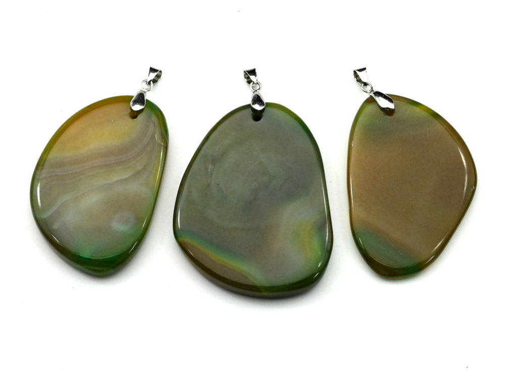 Подвеска из агата тонированного т.капля 40*55мм, цв.желто-зеленый