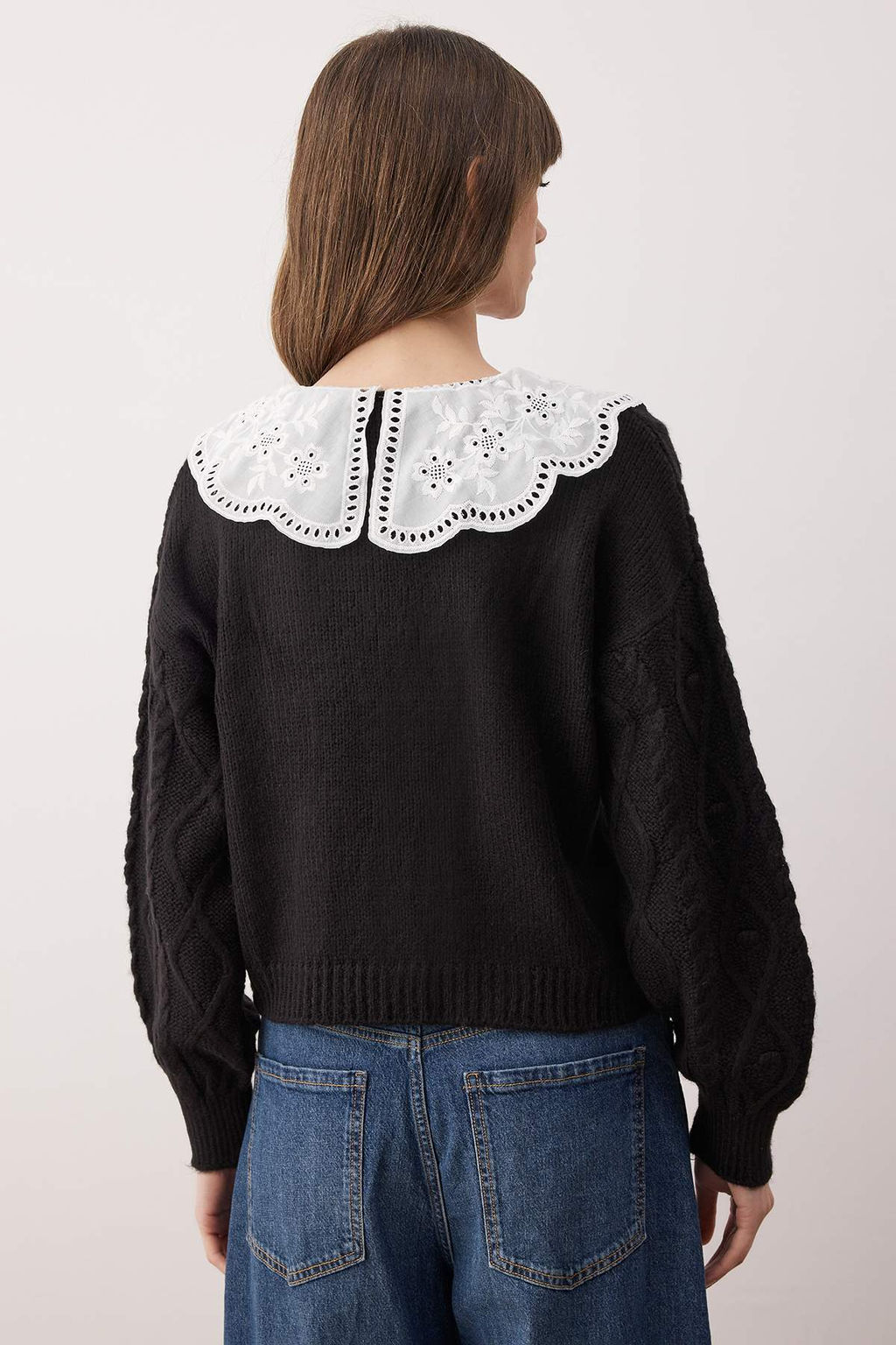 Pembe Sac Orgu Dantel Garnili Polo Yaka Yumusak Dokulu Triko H?rka TWOAW26HI00074 - Trendyolmilla фото 8