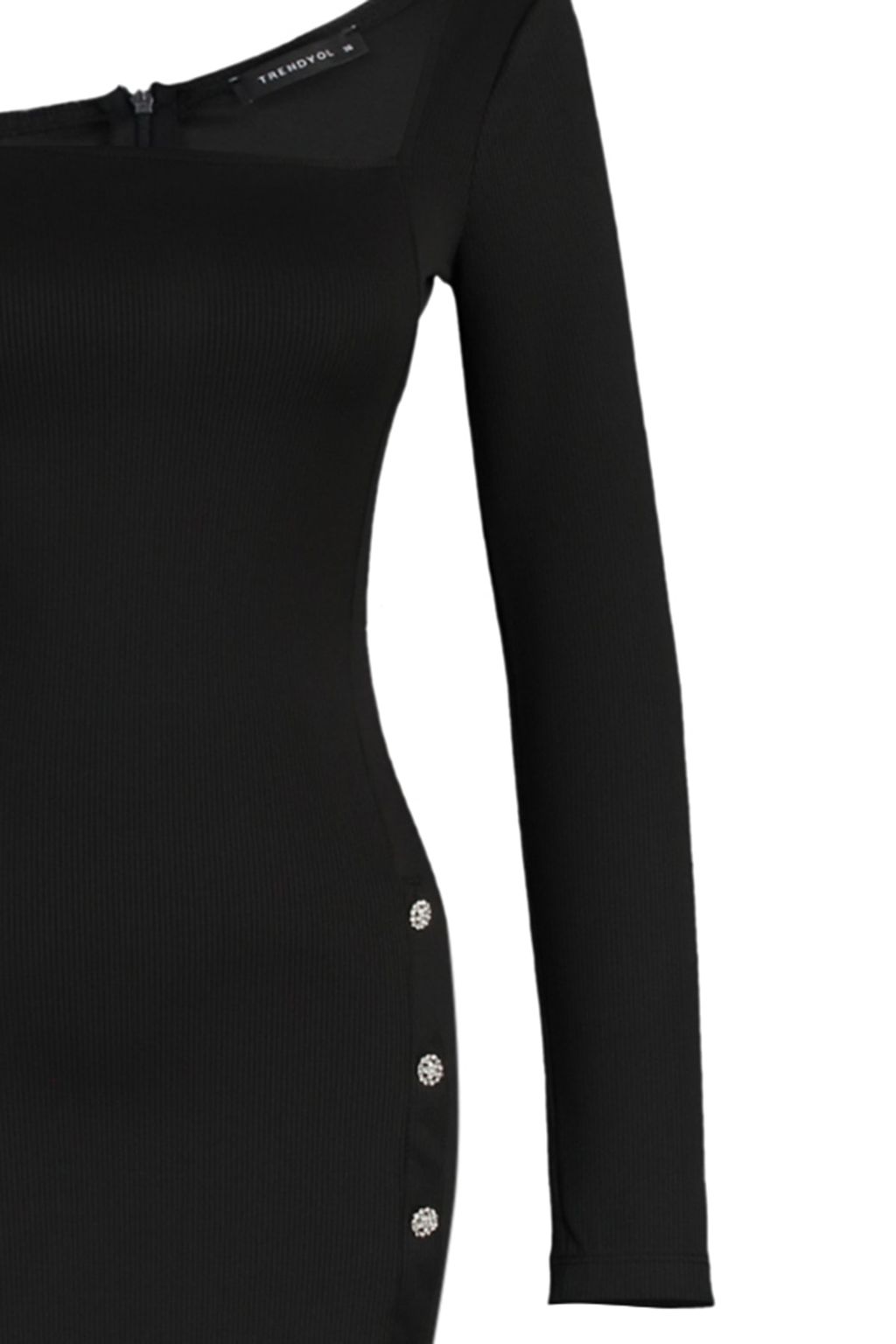 Siyah Tas Dugme Detayl? Orme S?k Abiye Elbise TPRAW23EL00268 - Trendyolmilla фото 7