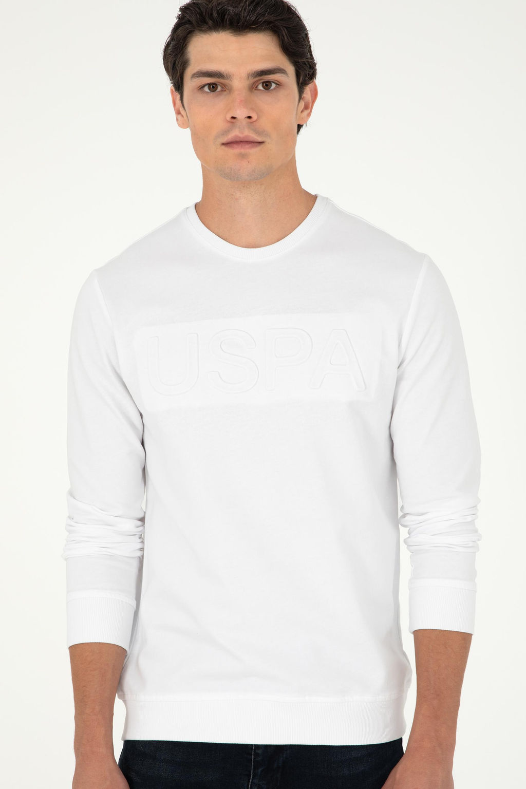 Мужской белый базовый свитшот - U.s. polo assn фото 3