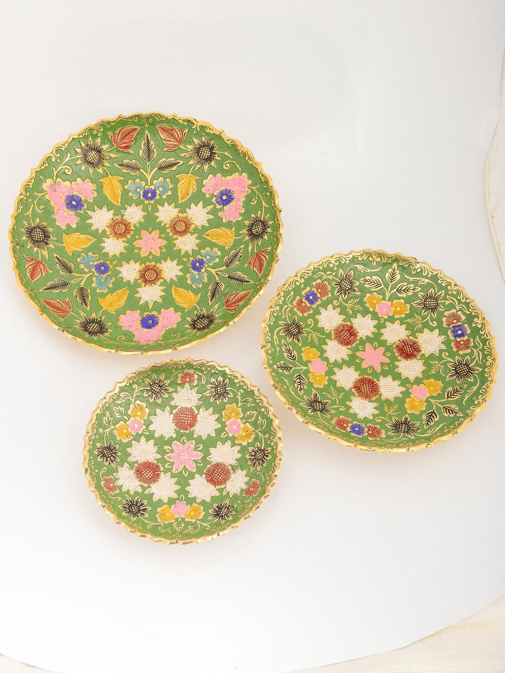 Ваза фруктовница набор из3-х №Фр1554/6 эмаль зеленая) - Ганг фото 3