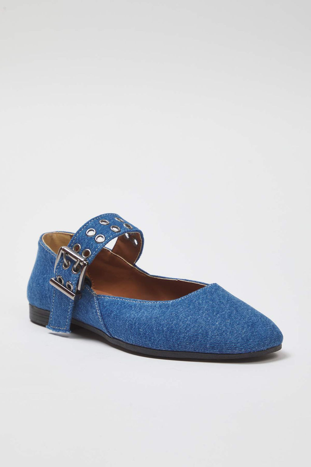 Trendyolmilla Shoes Mavi Denim Kusgozu Detayl? Tokal? Badem Burun Mary Jane Kad?n Babet TAKSS25BE00050  фото 3