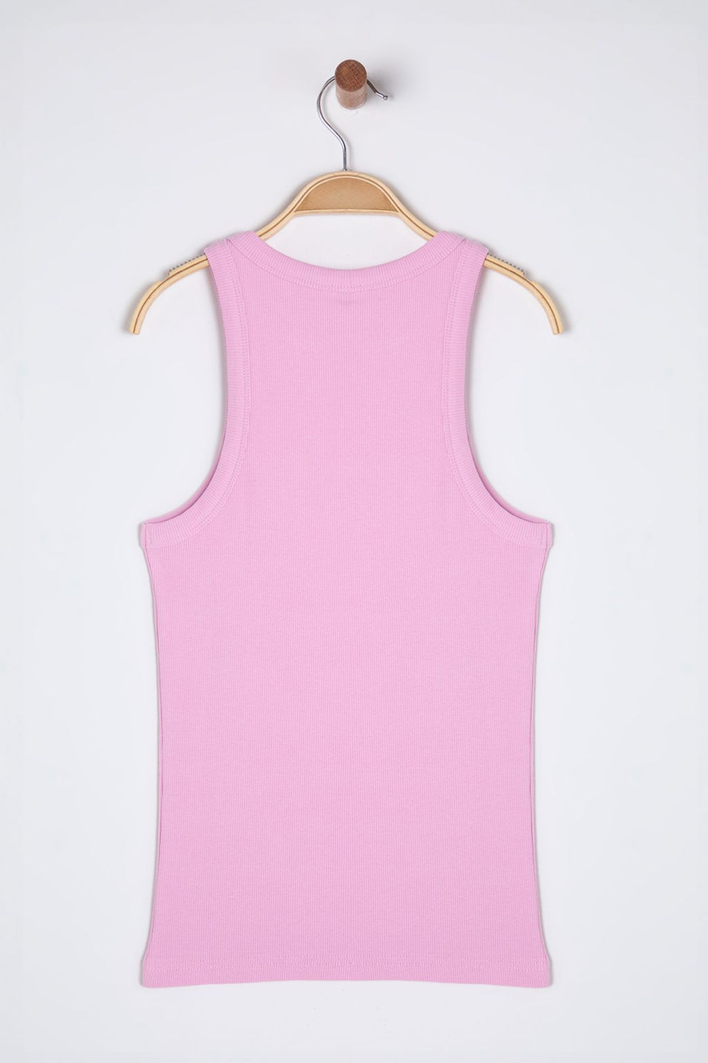 Pembe Vucuda Oturan Regular Boy Halter Yaka Fitilli Pamuklu Esnek Orme Atlet TWOSS24AL00002