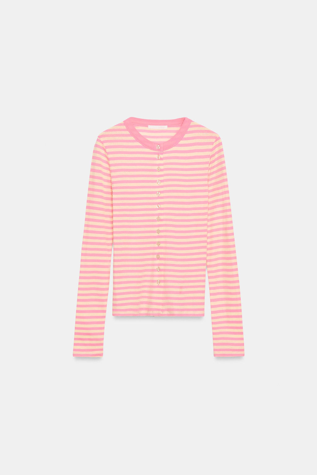 CAMISETA BOTONES RAYAS / Rosa medio - Zara фото 5