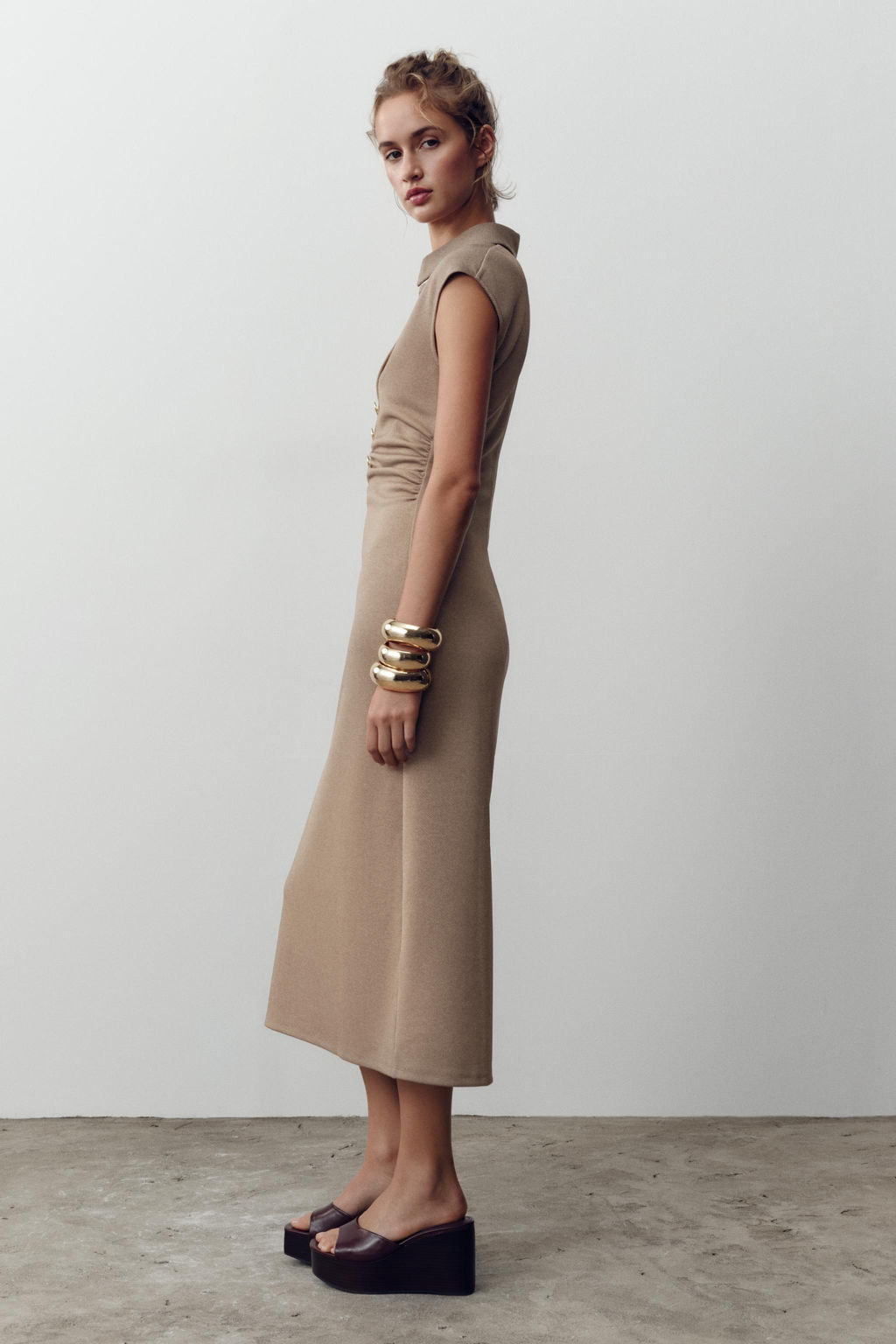 MIDI POLO COLLAR DRESS - Zara фото 11
