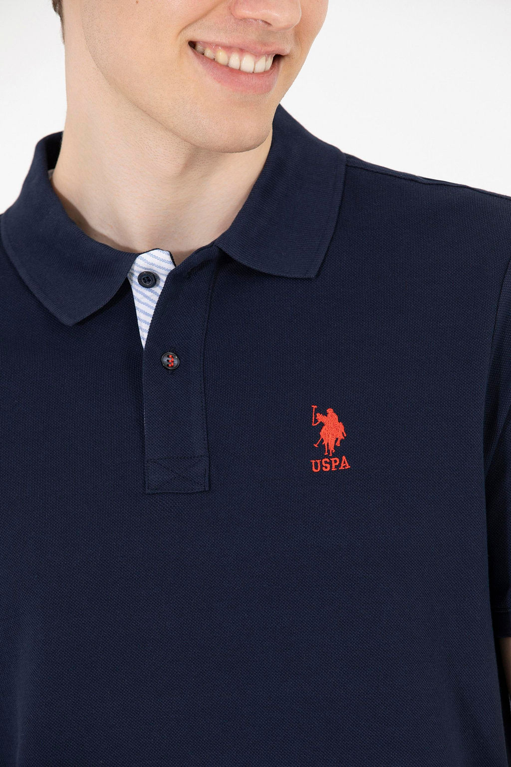 Мужская темно-синяя футболка с воротником поло Basic - U.s. polo assn фото 8