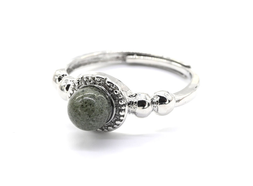 Кольцо с яшмой зеленой 5мм Радуга камня