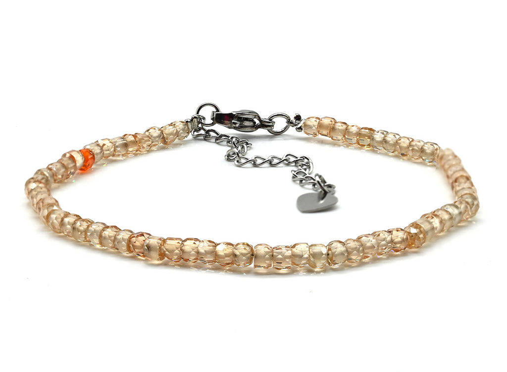 Браслет из фианитов рондель гр.3*2мм цв.кремовый, 17см