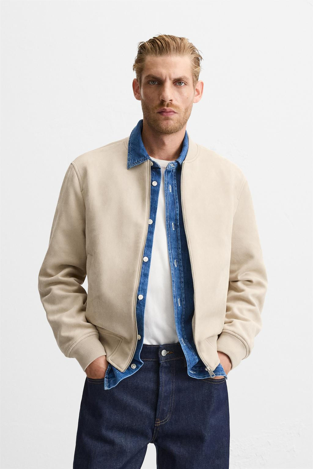 FAUX SUEDE BOMBER JACKET - Zara фото 21