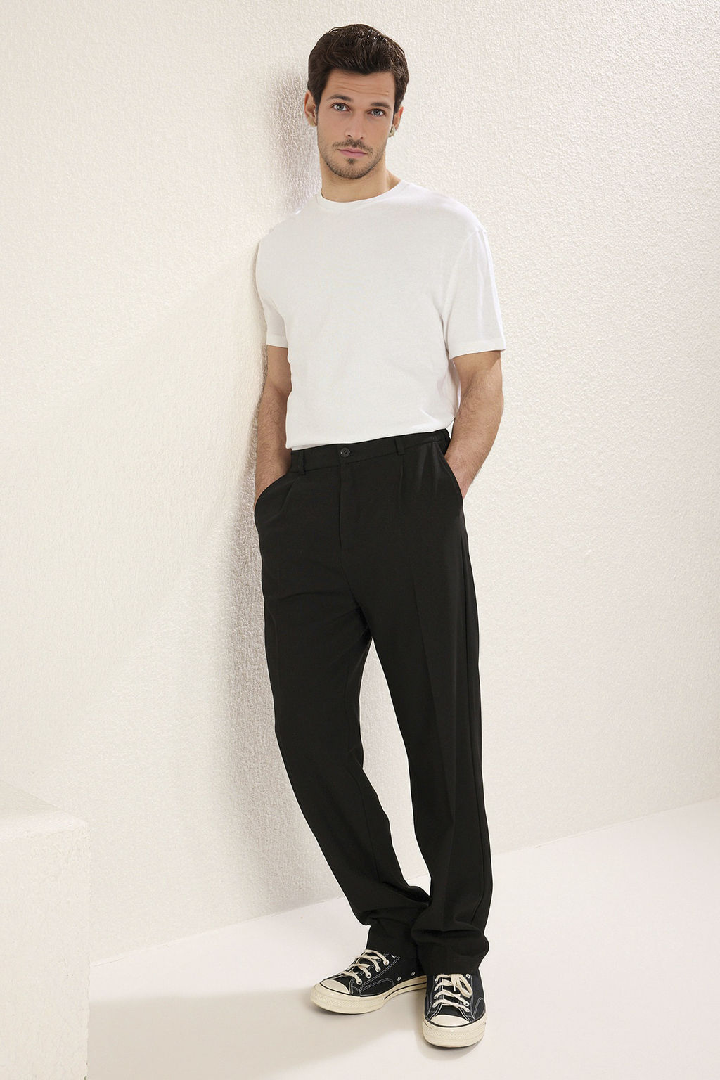 TRENDYOL MAN Siyah Wideleg Baggy Rahat Kal?p Dokuma Kumas Pantolon TMNSS25PL00009 - Trendyolmilla фото 26