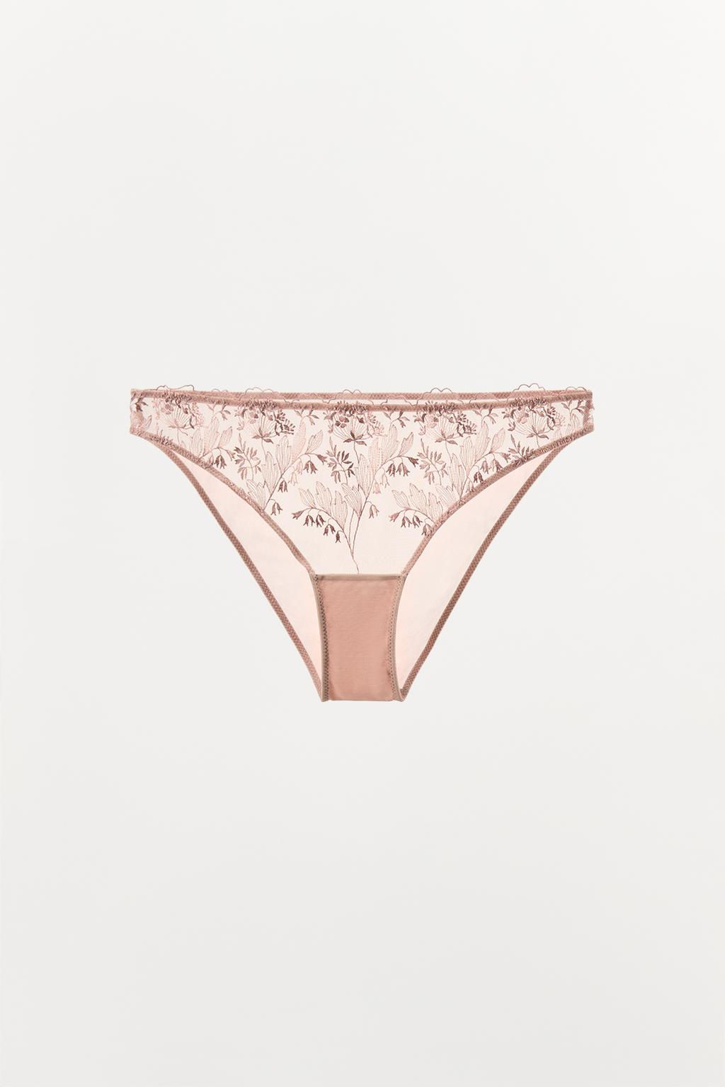 FLORAL EMBROIDERED TULLE BRIEFS - Zara фото 4