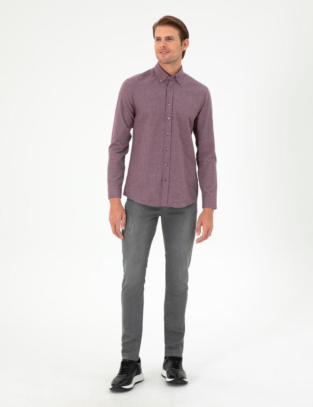 Mor Slim Fit Uzun Kollu G_mlek - Pierre cardin фото 4