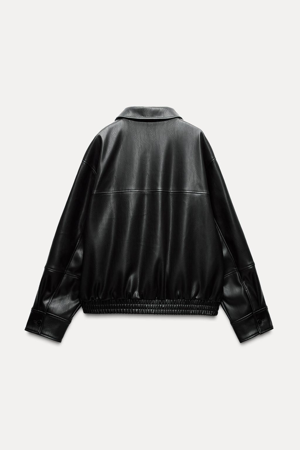 LEATHER EFFECT BOMBER JACKET - Zara фото 5