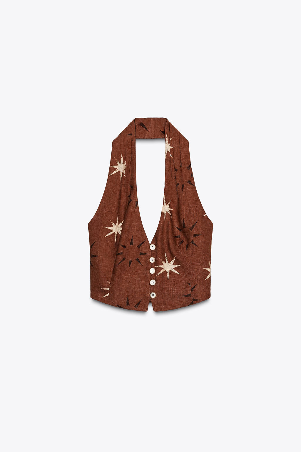 SUN PRINT LINEN BLEND TOP - Zara фото 6