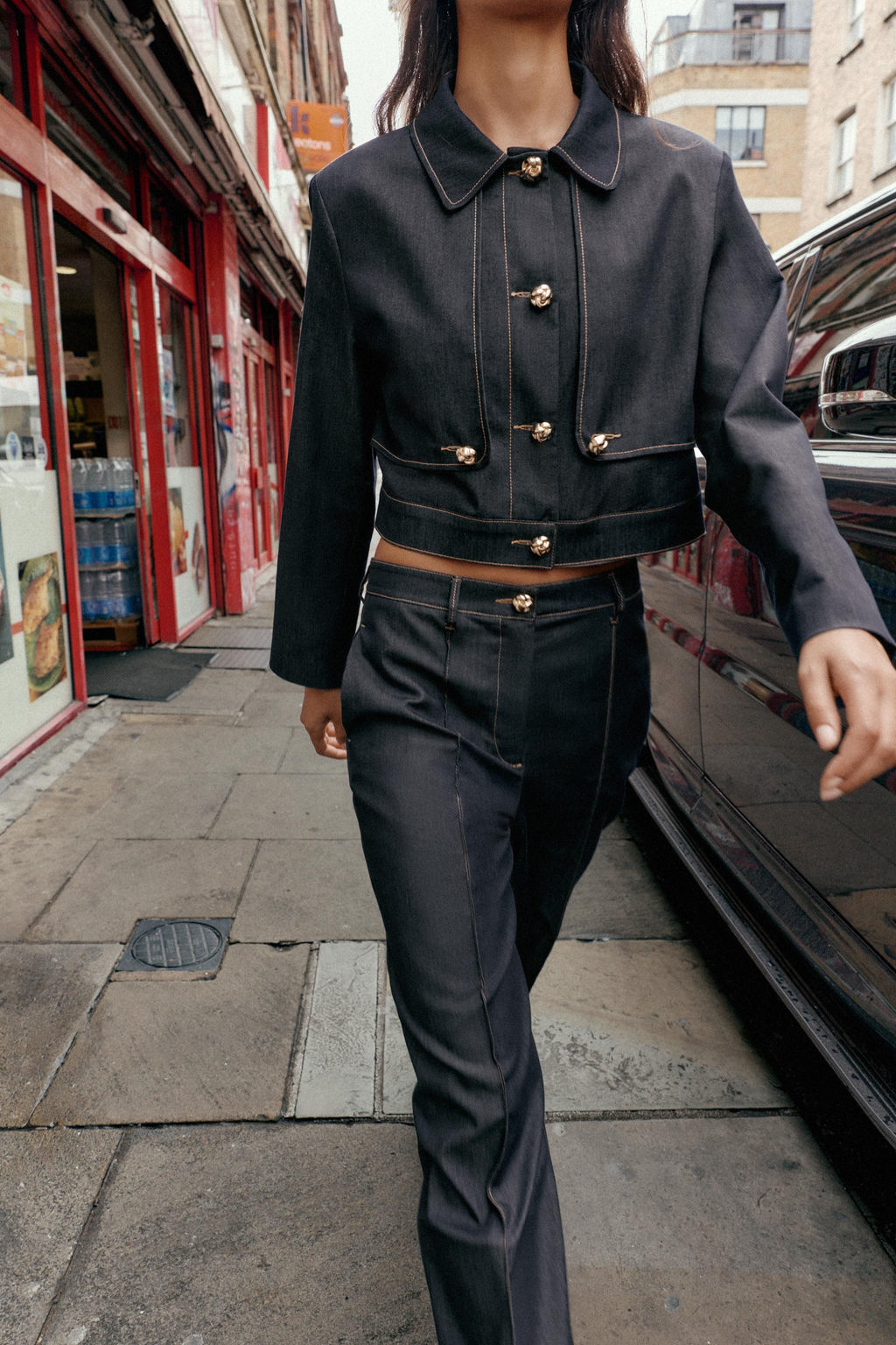 CONTRAST STITCH CROPPED JACKET - Zara фото 2