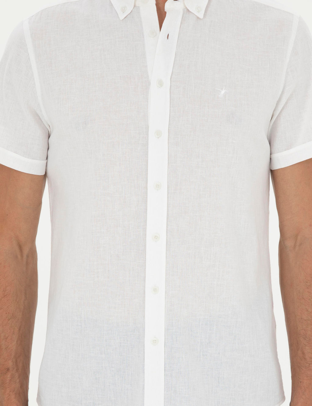 Beyaz Slim Fit Keten Kar___ml_ K_sakol G_mlek