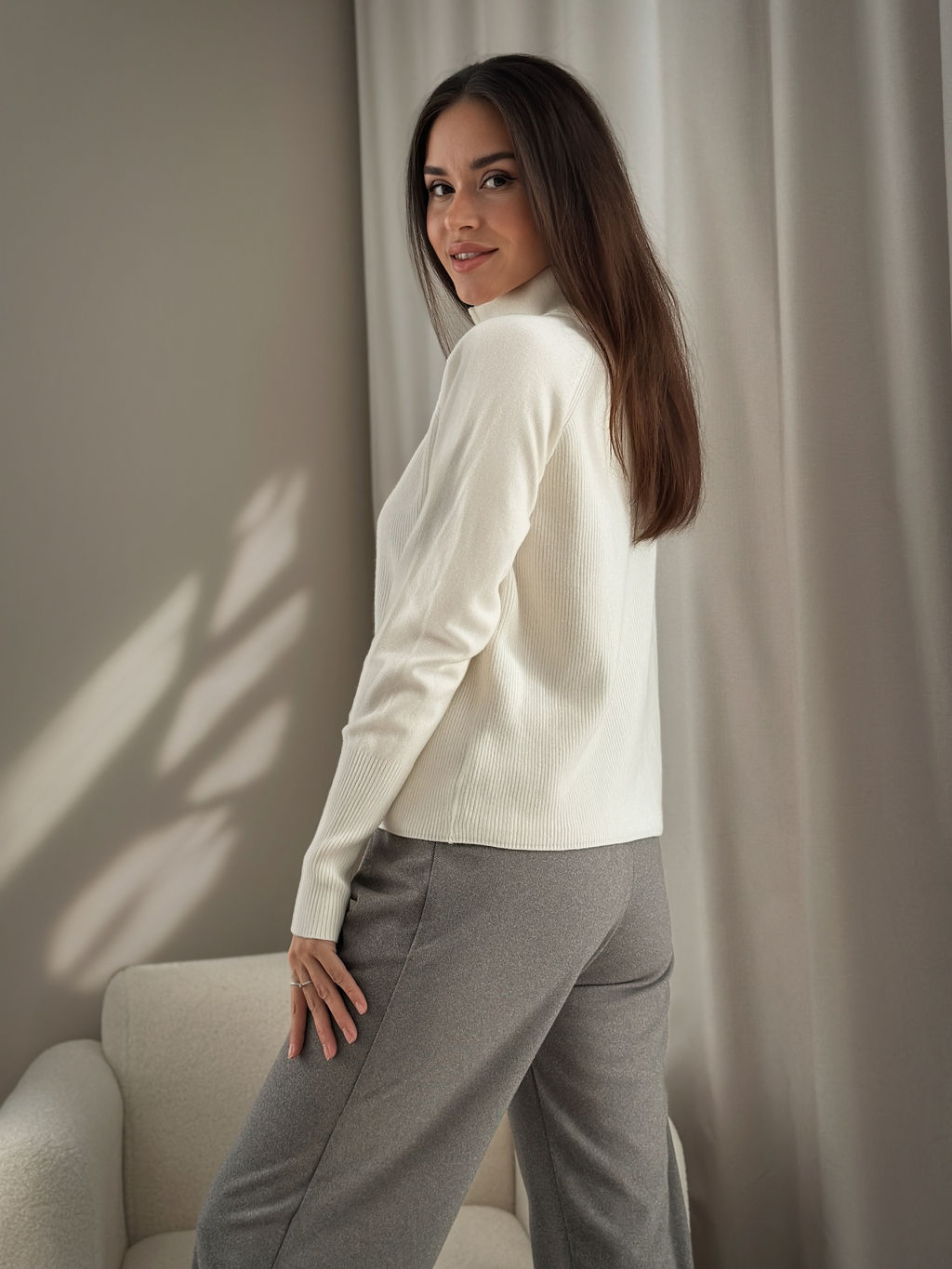 Свитер Саймон (белый) One Size - Nadi bordo фото 8