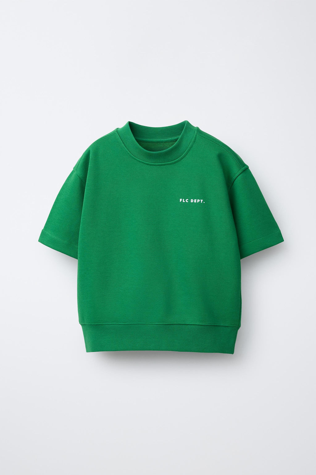 SUDADERA MANGA CORTA TEXTO RELIEVE / Verde