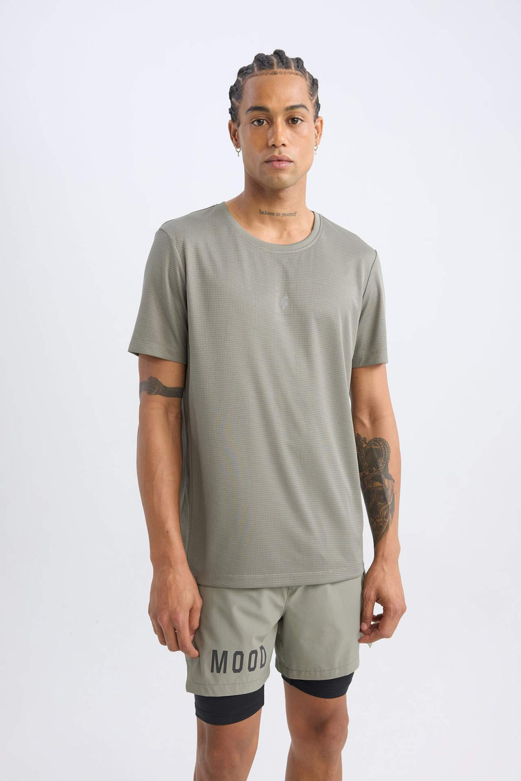 DeFactoFit Slim Fit Dar Kesim Bisiklet Yaka Bask?l? K?sa Kollu Sporcu Tisort  фото 8